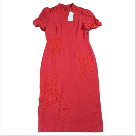 NWT Antonio Melani Summer Floral Applique Midi Dress Sz 10 - Picture 7 of 14